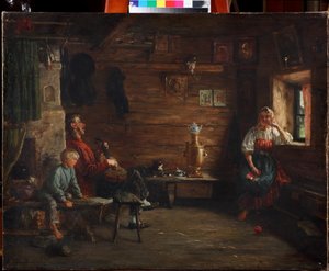 Rodinná idyla par Kirill Vikentievich Lemoch (Lemokh) (1841-1910), - Olej na plátně - Soukromá sbírka od Kirill Vikentievich Lemoch