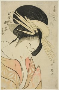 Důkaz Tamaya, z Te Serie Seven Komachi z Yoshiwara (Seiro 7 Komachi) od Kitagawa Utamaro