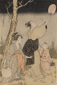 Chytání světlušek pod vrbou vlevo, c. 1796-1797. od Kitagawa Utamaro