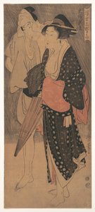 Pár ve večerní sprše, c. 1800 od Kitagawa Utamaro