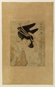 Kurtizána s papírem a štětcem od Kitagawa Utamaro