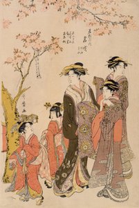 Kurtizány procházející se pod třešněmi, cca 1789 (dřevotisk) (detail 203664) od Kitagawa Utamaro