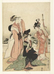 Kurtizána napodobující dvořana. od Kitagawa Utamaro