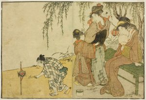 Enjoying Fireworks, z ilustrované knihy "Picture Book: Flowers of the Four Seasons (Ehon shiki no hana)," sv. 1 od Kitagawa Utamaro