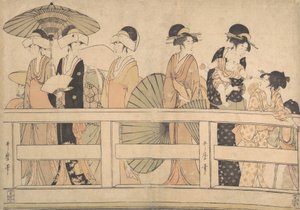 Užijte si chladný večerní vánek na...mostu, ca. 1800. od Kitagawa Utamaro