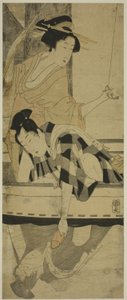 Rybaření pod mostem od Kitagawa Utamaro