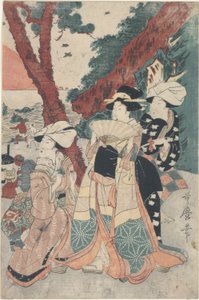 Pláž Futamigaura na Nový rok od Kitagawa Utamaro
