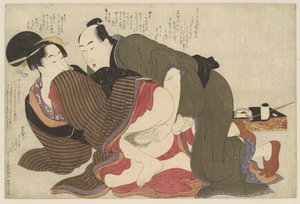 Ženatý muž a vdova Negai no itoguchi (název série) od Kitagawa Utamaro
