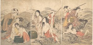 Dívka rybáři a koupající se, 1791. od Kitagawa Utamaro