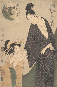 Gonpachi má sytě fialovou barvu, že? 1795. od Kitagawa Utamaro