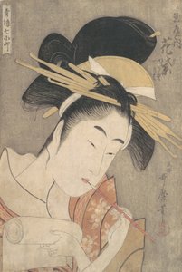 "Hanamurasaki z Tamaya," ze série Sedm komachi z Pleasure Quarters ..., ca. 1790. od Kitagawa Utamaro