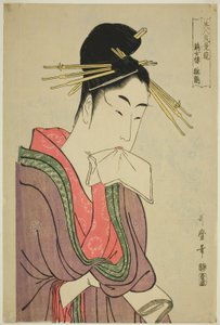 Hinatsuru f te série Zetsuro, ze série s ”Dítě m á rm á j e rms medvídka Uchieho (krásné srovnání plavby) (lehké Zetsuro Hinatsuru)” od Kitagawa Utamaro
