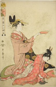 Hodina kance (I no koku), ze série „Dvanáct hodin v Yoshiwara (Seiro juni toki tsuzuki)“ od Kitagawa Utamaro
