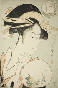 Kisegawa z Matsubaya, kolem 1795-96 (barevný dřevořez; oban) od Kitagawa Utamaro