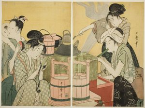 Kuchyňská scéna od Kitagawa Utamaro