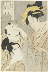 Komurasaki z domu Muuraya, Shirai Gonpachi a Viperous Jihe_, 1798-1800 od Kitagawa Utamaro