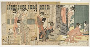 Ranní rozloučení v dočasném ubytování v Pleasure Quarter, 1801 od Kitagawa Utamaro
