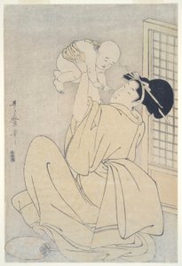 Matka a dítě od Kitagawa Utamaro