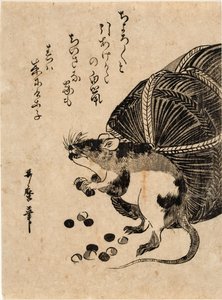 Myš s pytlem rýže od Kitagawa Utamaro