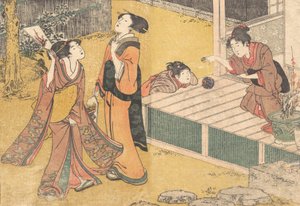 Novoroční hry, z tištěné knihy Květiny čtyř ročních období Shiki no hana, 1801. od Kitagawa Utamaro