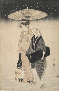 Noční průsmyk ve sněhu od Kitagawa Utamaro