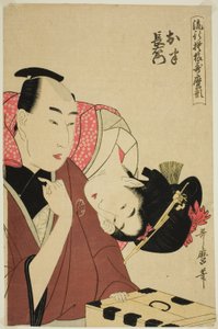 Ohan a Choemon, ze série "Módní vzory ve stylu Utamaro (Ryuko moyo Utamaro-gata)" od Kitagawa Utamaro