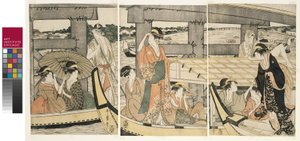Nahoře a pod mostem Rjogoku od Kitagawa Utamaro