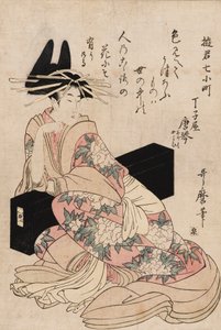 Tisk - Kurtizána Chojiya Karakoto, 18. století od Kitagawa Utamaro