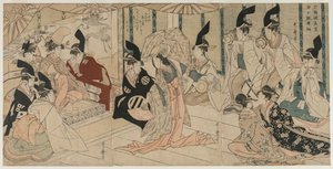 Scéna Adaptace ze hry The Treasury of Loyal Retainers Chushingura, pozdní 1790. od Kitagawa Utamaro