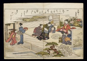 Shiohi no tsuto (Dárky z odlivu), známé jako Shell Book, 1789 (barevný dřevořez) od Kitagawa Utamaro
