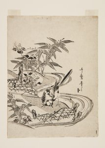 Vrabec (barevný dřevotisk) od Kitagawa Utamaro