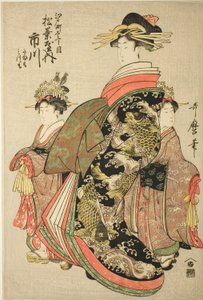 Ichikawa, Matsuba, Edo-street tchome, s pozemky LD Ah Tendan ts Tamamo Idea d Mitsumo od Kitagawa Utamaro