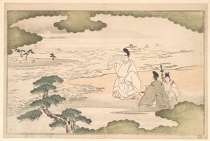 Vyhnanství Yukihiry v Sumě od Kitagawa Utamaro