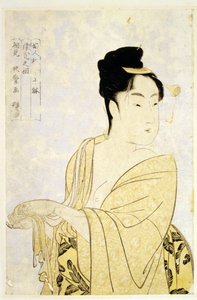Fancy-Free Type, ze série Deset typů ve fyziognomické studii žen par Utamaro, Kitagawa (1753-1806), c. 1793 - Barevný dřevoryt, 34,2x22,6 - Soukromá sbírka od Kitagawa Utamaro