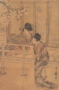 Paní z Rokujo byla navštívena princeznou Aoi, ca. 1805. od Kitagawa Utamaro