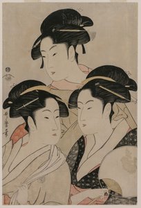 Toyohina Tomimoto, Takashimaya Ohisa, Návrh d Naniwaya se probudil, c. 1794. od Kitagawa Utamaro