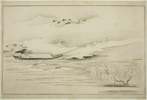 Tažení člunu ve sněhu, z alba The Silver World, 1790 od Kitagawa Utamaro
