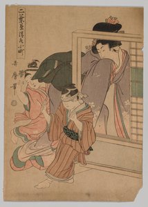 Dvě děti a žena hrající si Blind Mans Bluff, 1753-1806. od Kitagawa Utamaro
