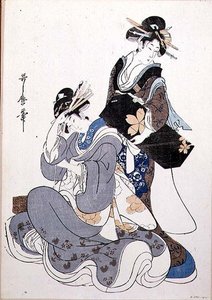 Dvě ženské figury (barevný dřevotisk od Kitagawa Utamaro