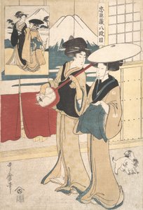 Dvě Tori-oi, neboli potulné ženské hudebníky třídy Eta, konec 18.-začátek 19. století. od Kitagawa Utamaro