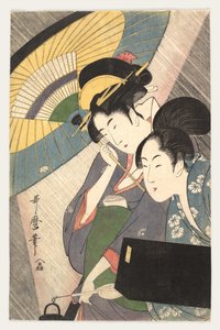 Dvě ženy pod deštníkem, 1790 od Kitagawa Utamaro