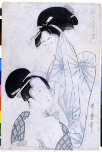 Dvě ženy opouštějící vanu. 1800. Umělecké dílo Utamaro KITAGAWA (1753-1806). od Kitagawa Utamaro