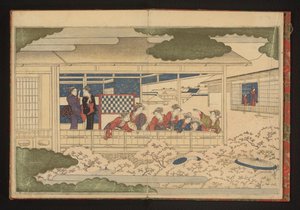 Pohled na průvod po hlavní ulici Nakanochô v zábavní čtvrti Yoshiwara od Kitagawa Utamaro