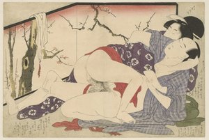 Pár milování vedle děliče místnosti Negai no itoguchi (název série) od Kitagawa Utamaro