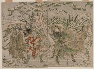 Zimní scéna z Romance tří království od Kitagawa Utamaro