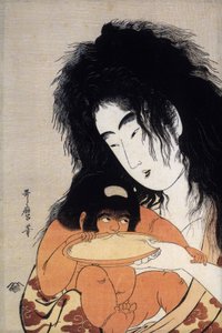 Yamauba a její syn Kintaro, japonská známka, c.1804-05 (tisk) od Kitagawa Utamaro