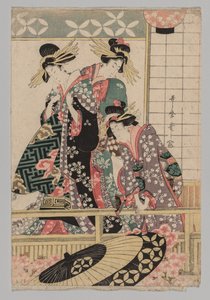 Yoshiwara ženy při pohledu do ulice na jaře od Kitagawa Utamaro