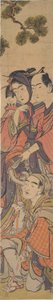Oshun a Dembei si hrají s opicí na Yojiru? od Kitao Masanobu
