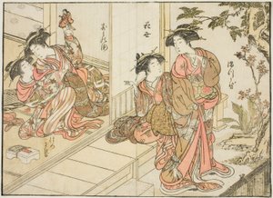 Kurtizány z Maruebiya, z knihy „Zrcadlo krásných žen z požitkářských čtvrtí (Seiro bijin awase sugata kagami), sv. 2
