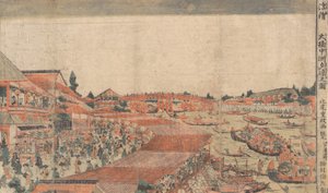 Krajina, vodní festival s lucernami, konec 18. a začátek 19. století. od Kitao Shigemasa